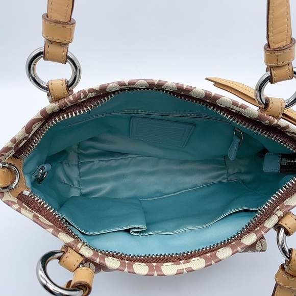 Coach Leah Optic Art Coated Canvas Crossbody Shoulder Bag in Brown Ivory - Picture 12 of 16